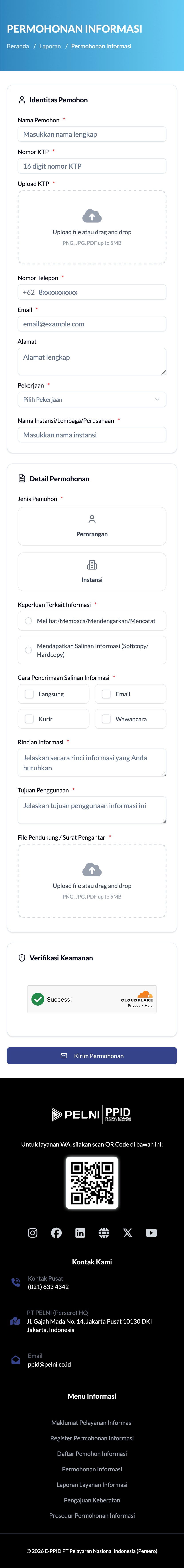 Tampilan Aplikasi PPID PELNI Mobile - Permohonan Informasi